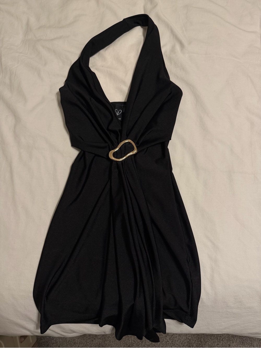 Windsor Black One-Shoulder Dress with Gold Accent